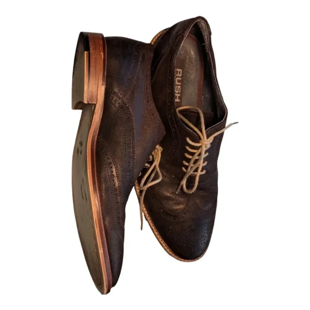 RUSH Gordon Rush Brown Emory Brown Wingtip Oxford Men's 9.5 Leather Upper